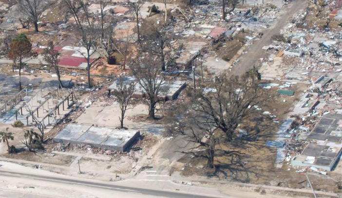 Only Foundations Remain in this Severely Damaged Area of Biloxi, Mississippi