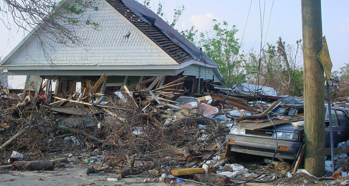 Destroyed Home Behind St. Michaels Church in Biloxi, Mississippi