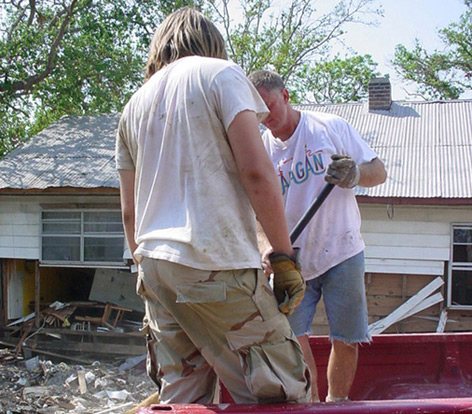 Sean Brazil and Roland Creel of Biloxi Clean Up After Katrina