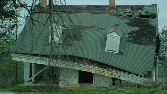 A Wrecked Home on Scenic Drive in Pass Christian, Mississippi